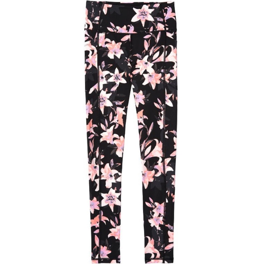 Victoria’s Secret Black/Pink Lily 7/8 Leggings Size 10